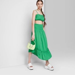 Wild Fable Green Two Piece Set Skirt Crop Top